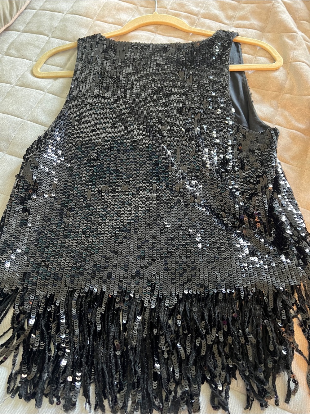 Black Sequin Fringe Tank Top - Picture 2 of 2